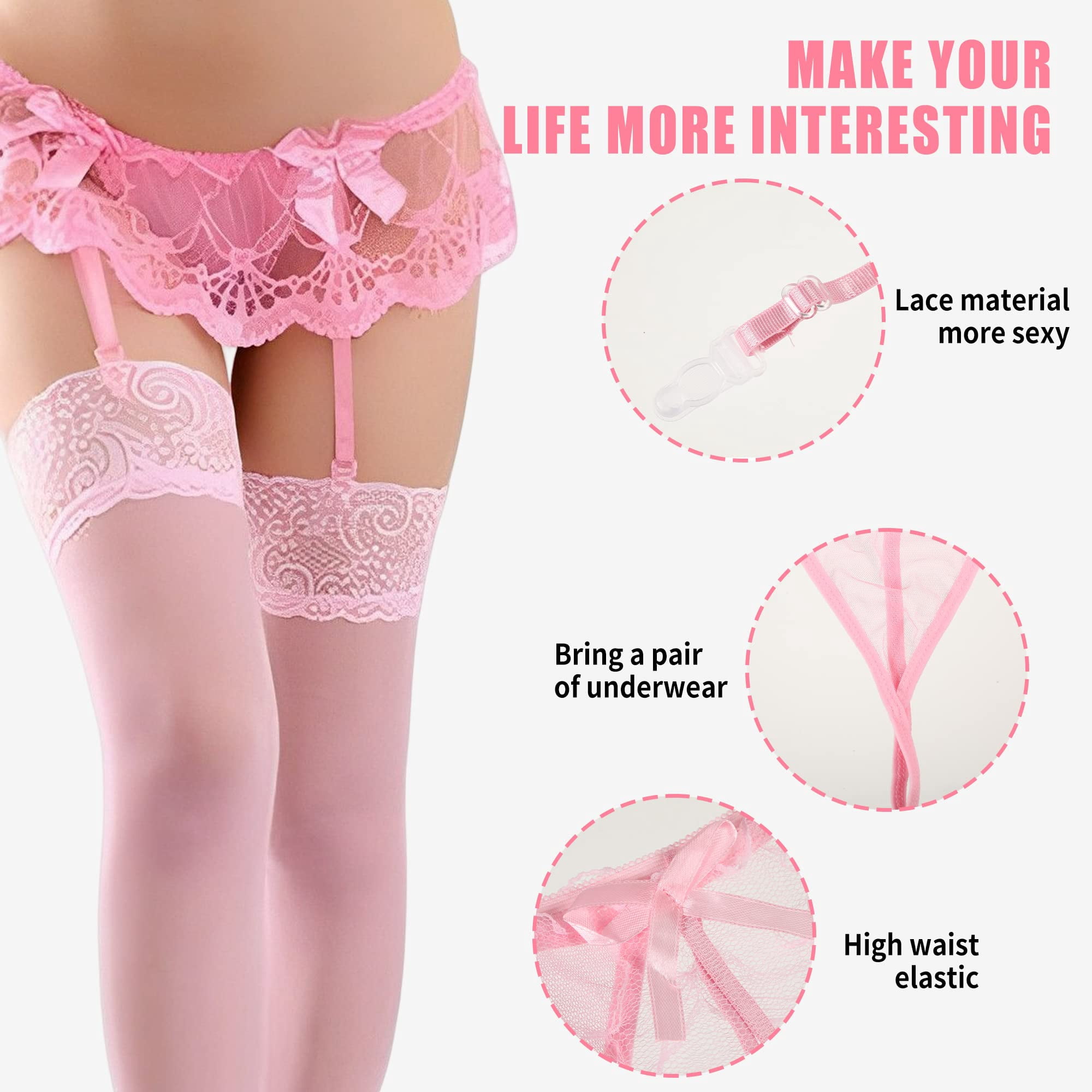kurtrusly Lace garter Belt Extended Tube Stocking Set - Walmart.ca
