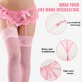 thumbnail image 3 of Guardurnaity Medias clásicas con liguero alto, sexys y fáciles de usar, medias sexis hasta el muslo, ropa interior Prendas para la parte inferior del cuerpo Medias+rosas, 3 of 5