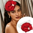 thumbnail image 4 of Yeetfub Derby Hat Tea Party Hats Church Hats Women Lace Bow Top Hat Hairpin Headwear Hat Party Hairpin ky Derby Hats Wedding Hats for Women,Red, 4 of 8