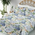 thumbnail image 3 of Ambesonne Floral Fitted & Flat Sheet with Sham 3 Pcs Set, Blurry Abstract Autumn Bloom, Twin XL, Ceil Blue Amber and Green, 3 of 5