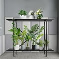 thumbnail image 3 of 2 Tier Metal Sturdy Plant Stand, Narrow Plant Stand, Plant Stand for Living Room, Foyer, Study, Flower Room, Garden, Balcony, 220.46 LBS Capacity, Black 37.4*11.81*4.72in, 3 of 9