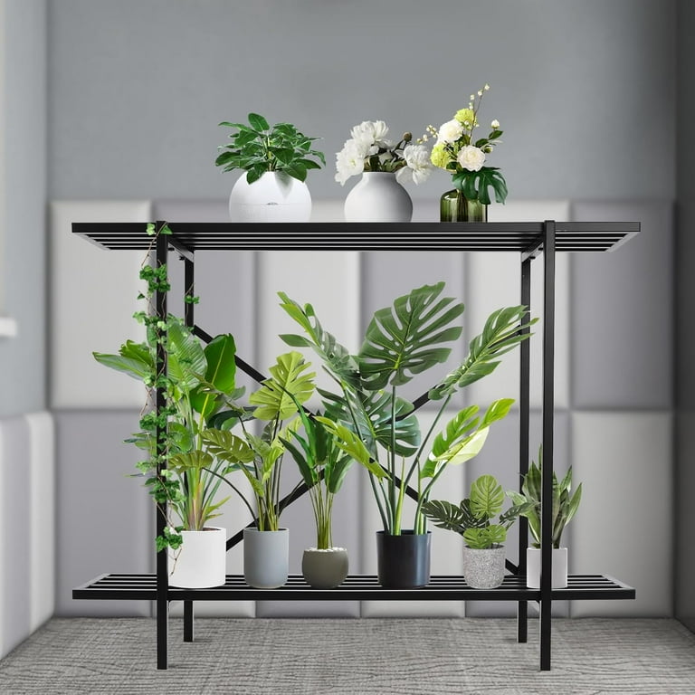2 Tier Metal Sturdy Plant Stand, Narrow Plant Stand, Plant Stand for Living  Room, Foyer, Study, Flower Room, Garden, Balcony, 220.46 LBS Capacity,  Black 37.4*11.81*4.72in - Walmart.com