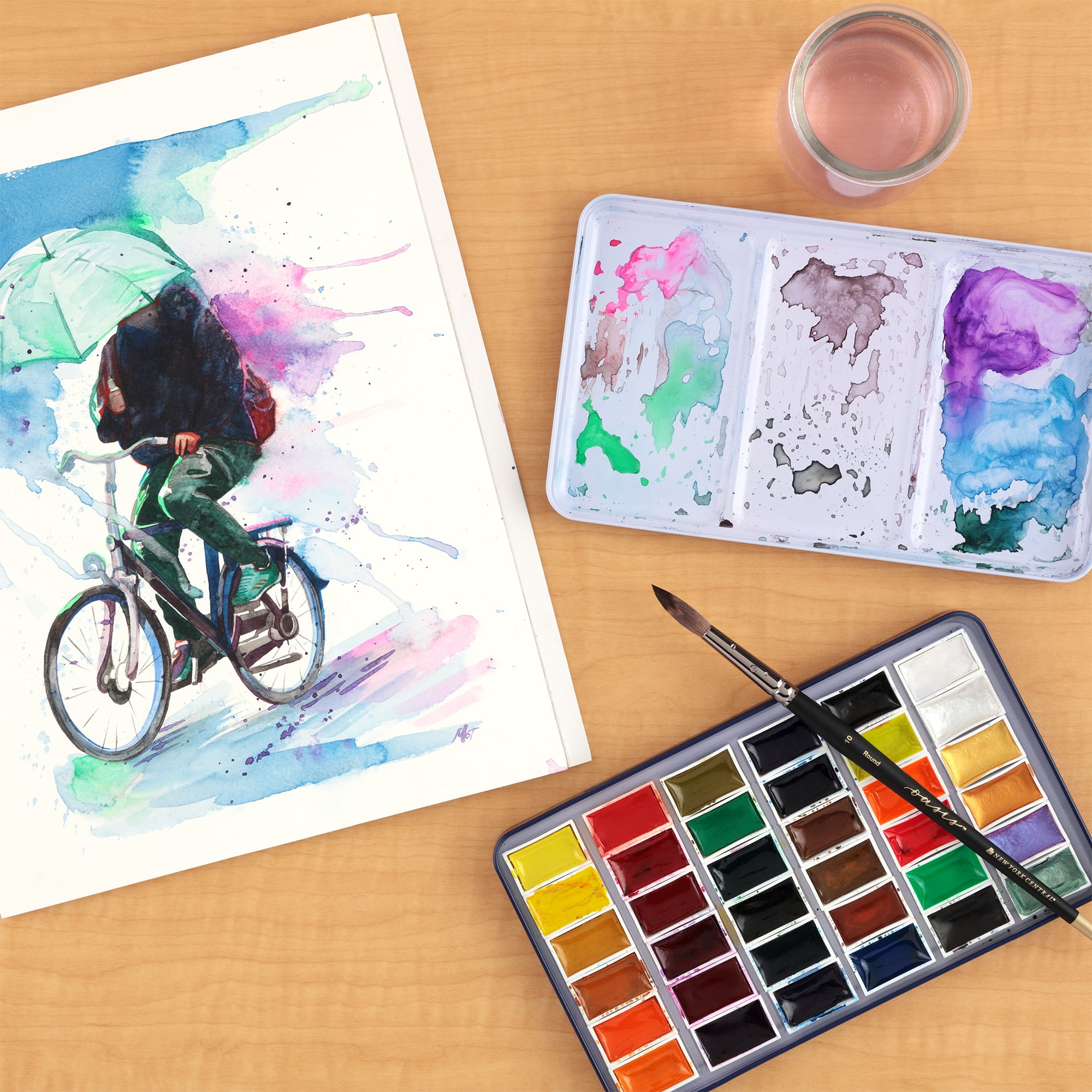 SoHo Urban Artist E-Z Lift Artist Watercolors Pan Set Of 36 - Professional Watercolor Pan with Rich & Brilliant Colors for Painters, Artists, Canvas, & More!