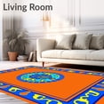 thumbnail image 2 of ODIKA 5x7 Machine Washable Non-Slip Area Rug, Playful Ark Adventure with Interlocking Letterforms and Animal Friends High Traffic Rug with Pad, Orange, 692888, 2 of 8