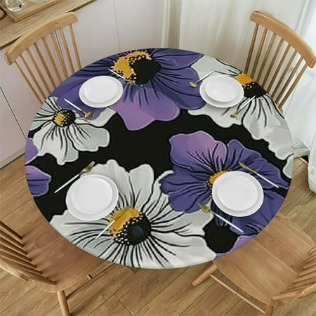 

Tllo0ord Cow Skin Pattern Fitted Round Tablecloth Waterproof Table Cloth with Elastic Edge Wipe Clean Table Cover for Indoor Outdoor 42-46