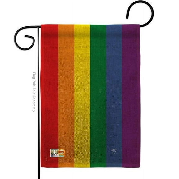 BD-ST-G-115100-IP-DB-D-US15-BD 13 x 18.5 in. Rainbow Burlap Inspirational Support Impressions Decorative Vertical Double Sided Garden Flag