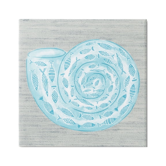 Stupell Industries Fish Patterned Seashell Spiral Shell Sea Life Graphic Art Gallery Wrapped Canvas Print Wall Art, Design by Ziwei Li