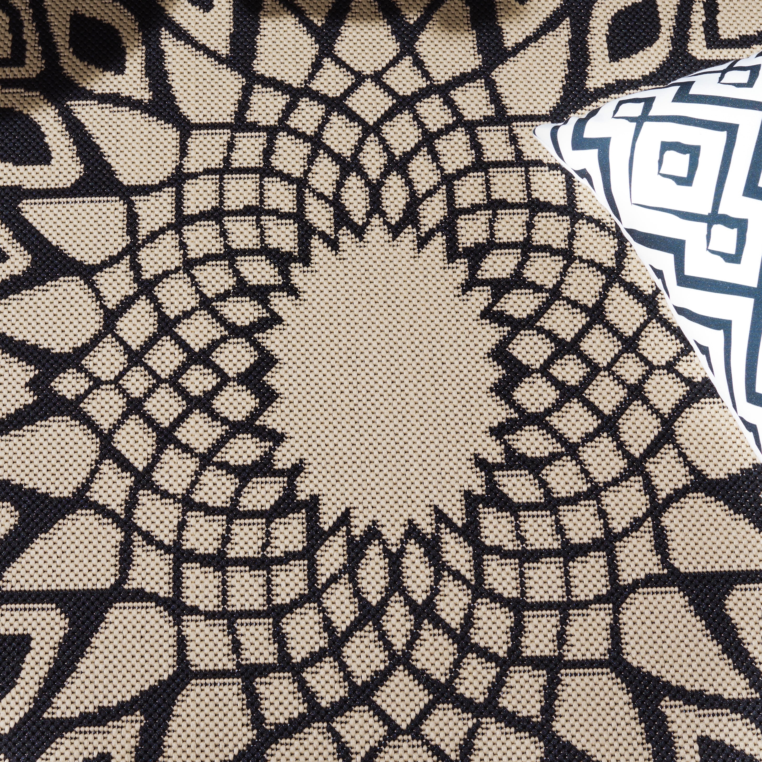 SAFAVIEH Courtyard Thane Nautical Indoor/Outdoor Area Rug, 9' x 12', Black/Beige