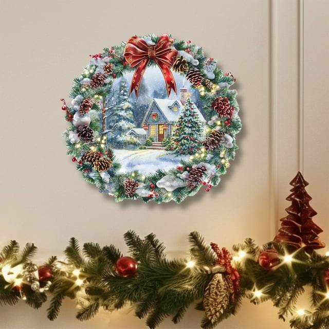 pstuiky Guirnalda navideña casa nevada sala de estar ventana de vidrio escena navideña pegatinas decorativas de pared
