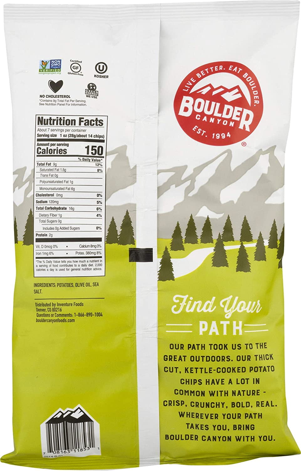 Boulder Canyon Kettle Cooked Potato Chips Olive Oil 6.5 oz Pack of 4