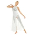 thumbnail image 4 of ZDHoor Women's Halter Sequin Dance Dress Leotard Lyrical Modern Ballet Dress Performance Dance Costumes White Large, 4 of 7