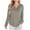 Gray, variant on BXINGOHAI Women's V Neck Waffle Knit Henley Tops Casual Long Sleeve Pullover Sweater Blouses Wine,2XL