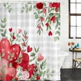thumbnail image 2 of Valentines Love Heart Shower Curtain, Waterproof Shower Curtains for Bathroom, Red Eucalyptus Botanical Grey Plaid Washable Fabric Bathtub Curtain Set Bath Decor with 12 Hooks 48"x72", 2 of 8
