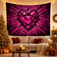 thumbnail image 3 of Glowing Heart Shaped With Shades Magenta Faceted Crystalline, Spooky Gothic for Gothic Decor Fans, Dark Art Decor, Halloween Gift, Tapestry Wall Hanging for Bedroom and Dorm, 3 of 7