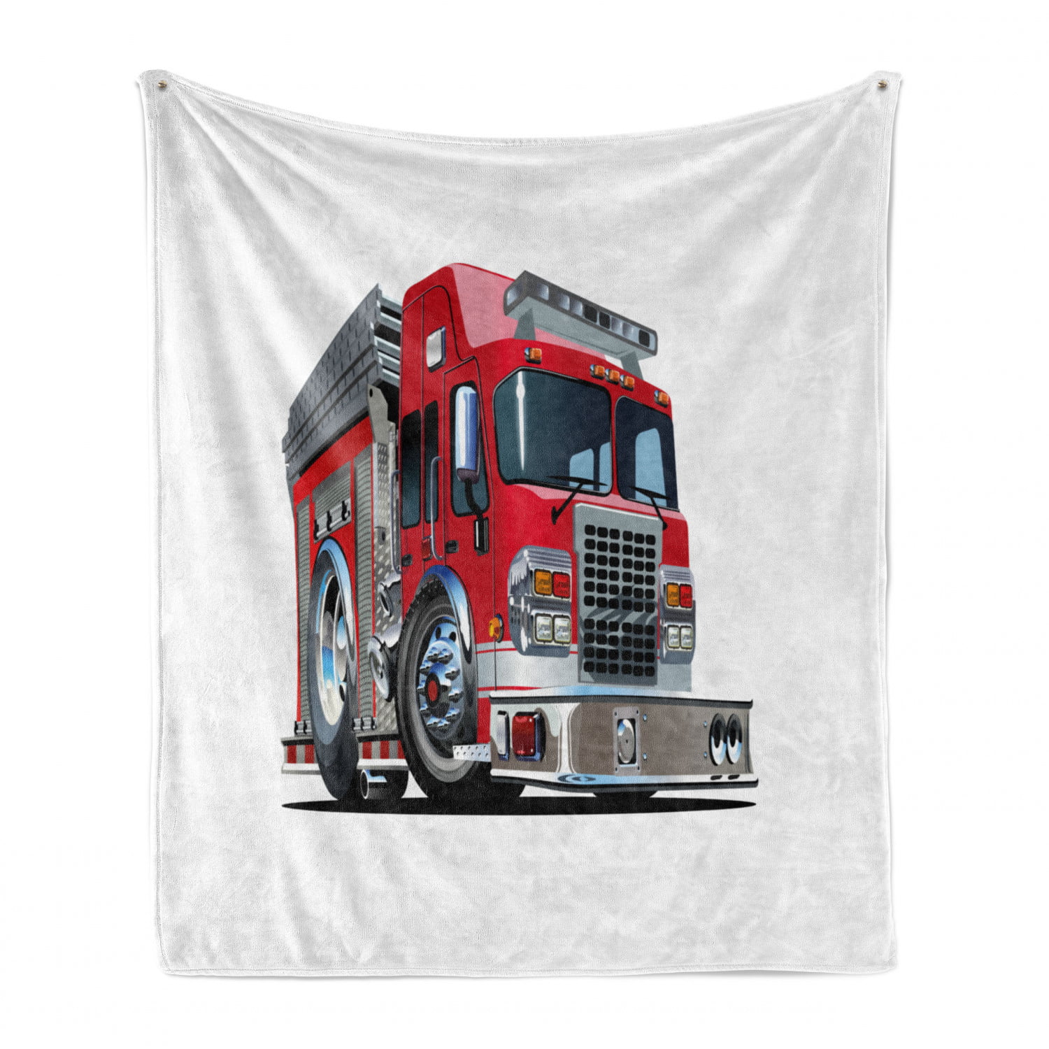 Ambesonne Truck Soft Flannel Fleece Throw Blanket Cozy Plush for Indoor and Outdoor Use 50 x 70 Firetruck Speeding to Danger Illustration Emergency Services Theme 911 Cartoon Blue Grey Red 