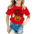 thumbnail image 3 of LIIPEE Boys Girls Tops Halloween Cartoon Pumpkin Letter Ghost Printed Short Sleeve Round Neck Tshirt Top Kids Classic Baby Photography Tee Shirts,Watermelon Red,10-11 Years, 3 of 3