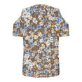 thumbnail image 6 of Olyvenn Women's Short Sleeve Shirts Floral Print Cold Shoulder Tops Basic Tees V Neck Blouse Fashion Summer Tshirts Khaki M, 6 of 6