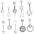 thumbnail image 1 of 12Pcs Fashion Belly Button Rings 316L Stainless Steel Zircon for Women Girls, 1 of 7