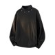 thumbnail image 4 of Ceisia Men's Oversize Semi-Turtleneck Metal-Rivet Long-Sleeve Top Multi-Solid for Winter Gift, 4 of 9