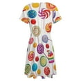 thumbnail image 5 of Sweets And Rainbow Lollipops Pattern Dress Summer Street Style Dresses Female Short Sleeve Printed Sundress, 5 of 7