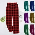 thumbnail image 2 of Women's Flannel Plaid Pajama Pants Elastic Waist Casual Fuzzy Comfy Fleece Lounge Bottoms with Pockets, 2 of 5