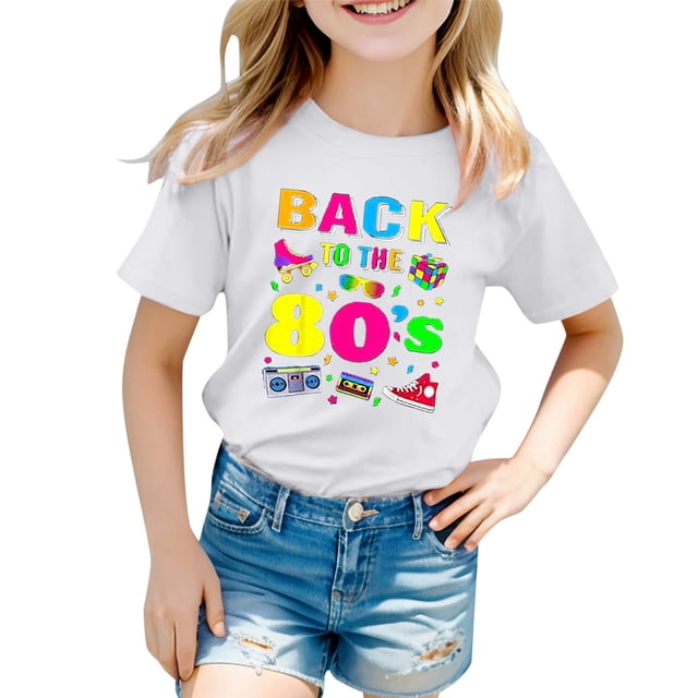 MEZZALL T-Shirt Imprimé Couleur Carnaval pour Enfants, Col Rond, Manches Courtes, 3-4 Ans