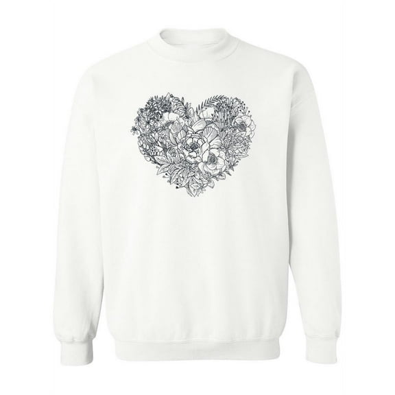 Floral Heart And Plants Bouquet Sweatshirt Women -Image by Shutterstock, Female 4X-Large