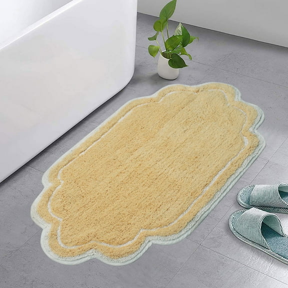 Home Weavers Allure Collection Bathroom Rug 100% Cotton Tufted Bathroom Rug, Soft & Absorbent Bath Rugs, Non-Slip Bath Rug, Machine Wash Dry Bath Mats - 21"x34" Bath Rug, Yellow