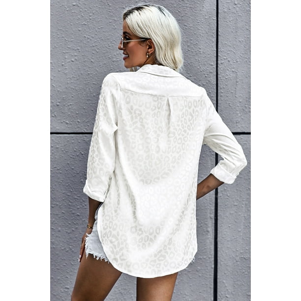 ABPHQTO Camisa de mujer con botones en relieve color albaricoque