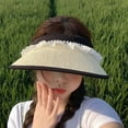thumbnail image 5 of 55-58cm hat circumference adjustable lace straw empty top hat female summer face-covering sunscreen hat anti-ultraviolet hatBeige, 5 of 6