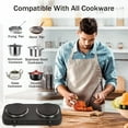 thumbnail image 2 of Electric Countertop Double Burner for Cooking, Portable 2000W Countertop Cast Iron Stove Burner, Hot Plate Temperature Controls with 5 Adjustable for RV/Home/Camp, Black, 2 of 11