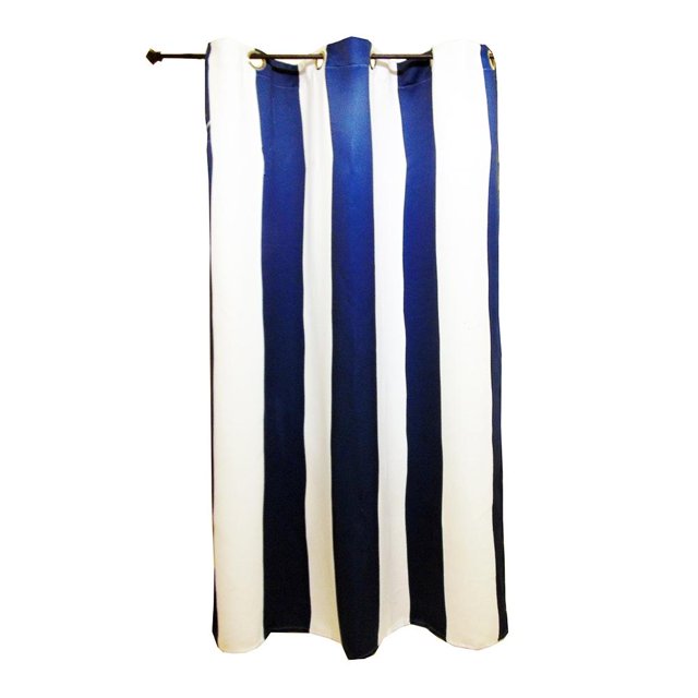 Cortina Deco 135x220 cm Blackout Azul con Rayas Blancas