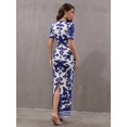 thumbnail image 6 of Women Celebrity Sexy Long Sleeve Jacquard Blue Maxi Long Bodycon Bandage Dress 2024 Knitted Elegant Evening Club Party Outfit, 6 of 7