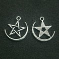 thumbnail image 2 of EOEMY 25 Tibet Silver Moon Pentagram Star Charm Pendants 19mm Diy Earring Jewelry Make, 2 of 4