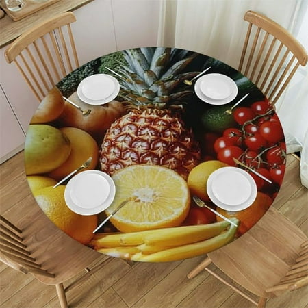 

FUMJ Pineapple Round Tablecloth for Picnic Dining Kitchen Farmhouse 100% Polyester Fiber 54 -58