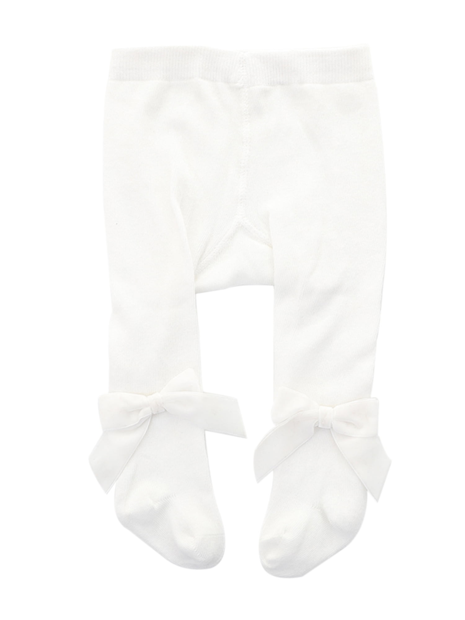 Infant Baby Girl Tights Cable Knit Bowknot Tights Solid Color Stretchy