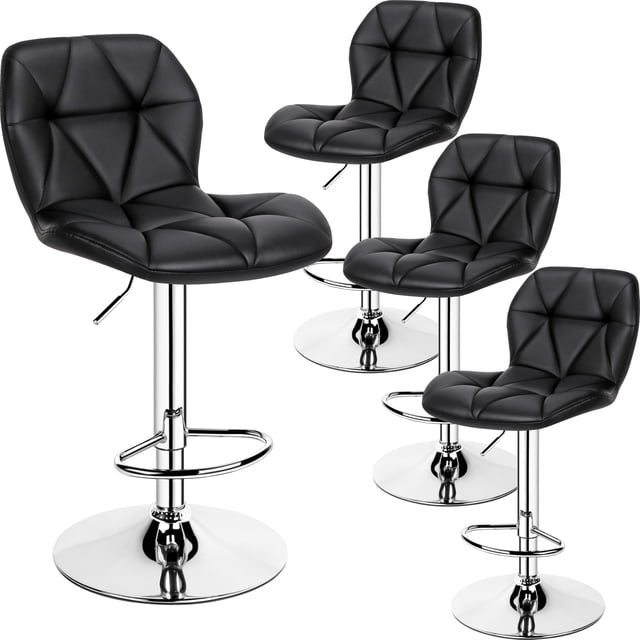 Juego de 4 taburetes de bar Yaheetech ajustables de piel sintética negra