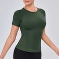 thumbnail image 4 of XPMWRP Women's Quick Dry Athletic T-Shirt Short Sleeve Slim Fit Workout Top Breathable Compression Tee for Gym Yoga Running Army Green XXL, 4 of 5