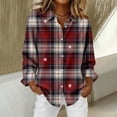 thumbnail image 3 of Uootdi Christmas Plaid Striped Long Sleeve Shirts for Women Cute Christmas V-Neck Button Down Tops Dressy Versatile Classic Loose Fit Tops Gift, 3 of 7