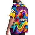 thumbnail image 3 of Christmas Font Men's Short Sleeve Poplin Shirt, Casual Printed Button Down Top for Summer Beach, Spread Collar Unisex Beach Shirt, 3 of 6