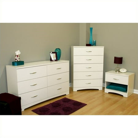 South Shore Maddox Dresser With Chest And Nightstand Set In Pure