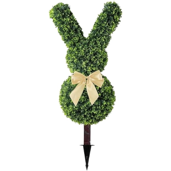 JEWLALO 35" Easter Artificial Bunny Tree Easter Decor, Green Artificial Bunny-Shaped Topiary Tree Pot, Fake Easter Bunny Plant, Outdoor Garden Spring Decors