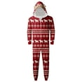 thumbnail image 5 of Wuxian Christmas Family Pajamas Hooded Full Zipper Up Sleepwear Outfits Long Sleeve Cute Snowflake Print One Piece Jumpsuits Loungewear For Men,Red,L, 5 of 9