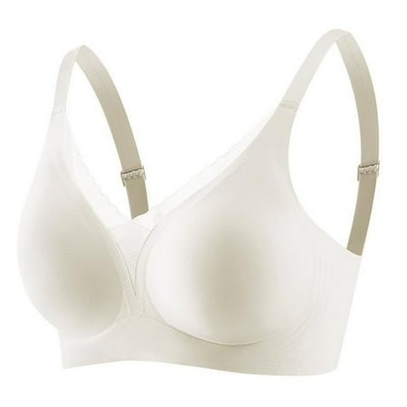 Sport Bras for Women No Underwire Push Up Wireless Seamless Supportive Full Coverage Bralettes Everyday Bra White 44 B