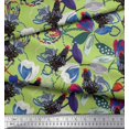 thumbnail image 2 of Soimoi Polyester Crepe Fabric Floral & Cock Watercolor Fabric Prints by Yard 42 Inch Wide, 2 of 3