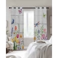 thumbnail image 4 of Wildflowers Blackout Curtains for Bedroom Living Room Darkening Curtains 63 Inches Long Spring Farmhouse Tulip Floral Leaf Wooden Grain Window Curtain 2 Panels Set Window Treatment Drapes 42"x63", 4 of 9
