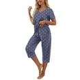 thumbnail image 3 of MINTREUS Women's Pajama Sets Short Sleeve Shirt and Capri Soft Pajama Sets with Pockets S-4XL, 3 of 6