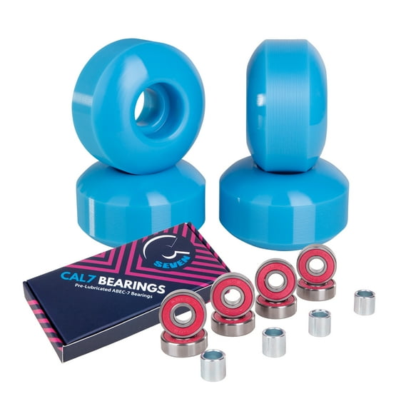 Cal 7 52mm 99a Longboard Flywheels   ABEC 7 Bearings and Spacers (Light Blue)