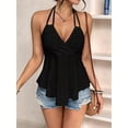 thumbnail image 5 of Women Tie Back Tank Tops Criss Deep V Neck Spaghetti Strap Backless Tanks Going Out Black XL, 5 of 9