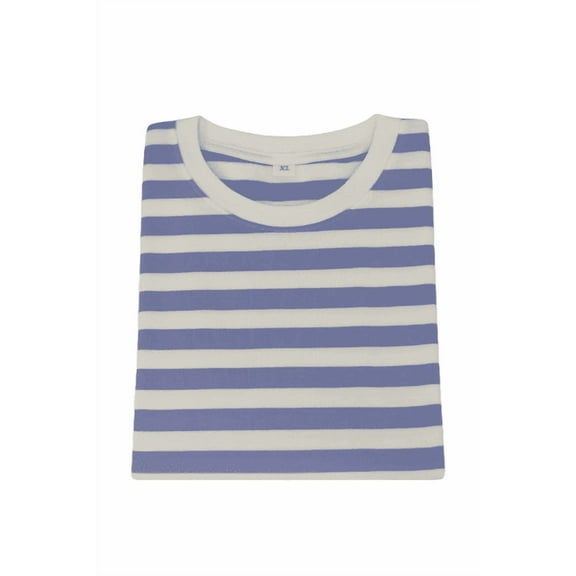 Children's Cotton T-Shirt, Striped T-Shirt, Lilac and White - 3T